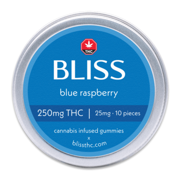 Bliss Blue Raspberry 250mg THC Gummies