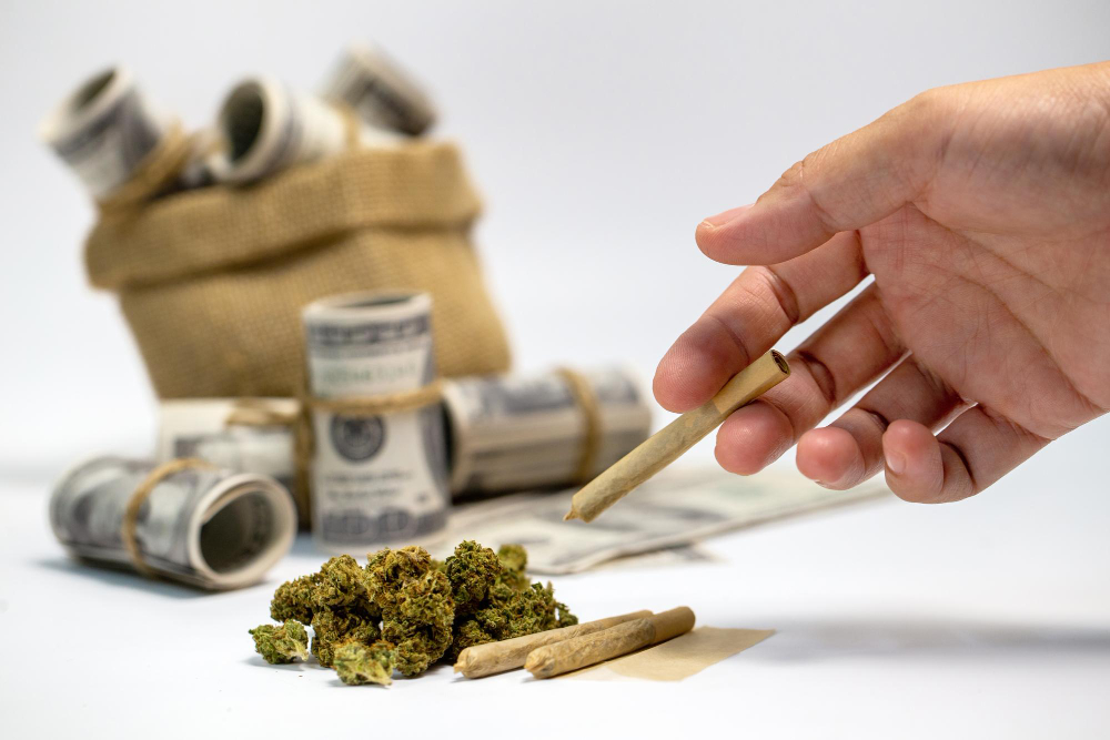 dried marijuana large bag dollar bills hand picked up dried marijuana roll 7 Ways to Save Money and Conserve Cannabis