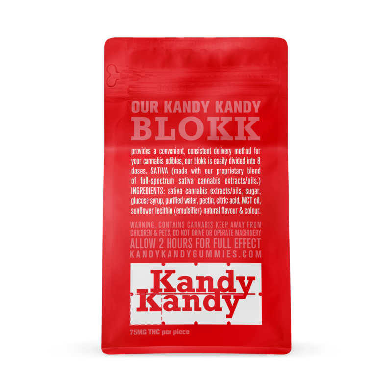 Vegan THC Strawberry Blokk Gummy 600mg Back of Packaging